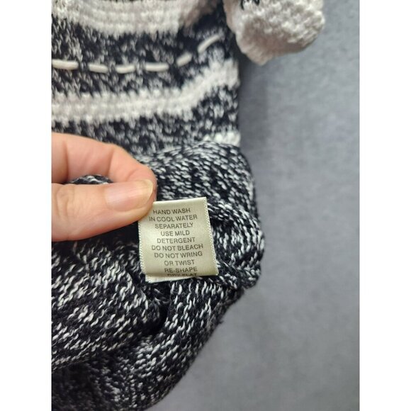 Christopher & Banks Hand Embroidered Button-Up Cardigan Sweater Medium Black & W - Picture 4 of 5